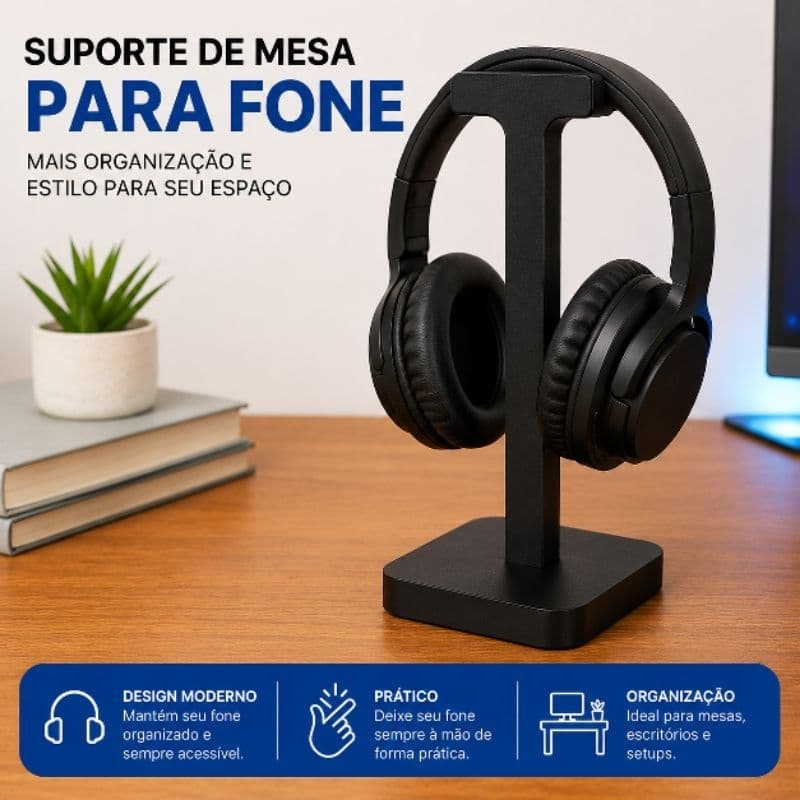 Suporte de Mesa para Fone de Ouvido – Organização e Estilo para seu Setup, suporte headfone, Organizador de mesa