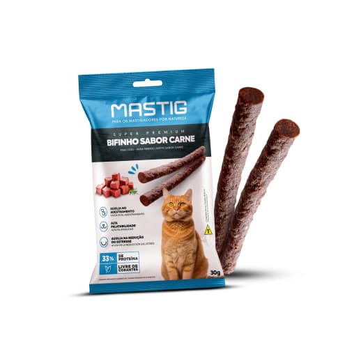 Bifinho Gatos - Carne 30g - Mastig Petisco para Gatos Sabor Carne Bifinho