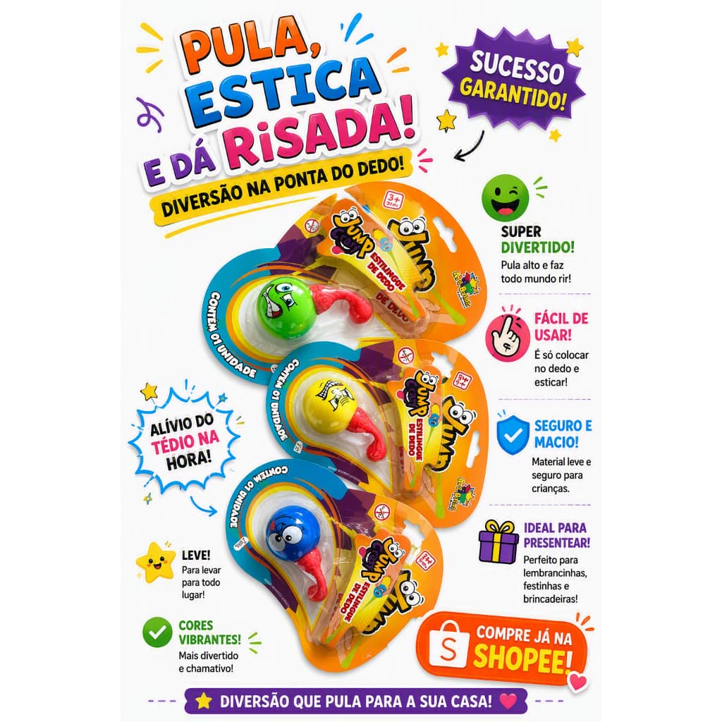 Mini Estilingue de Dedo Infantil Pula Pula Engraçado Brinquedo Divertido