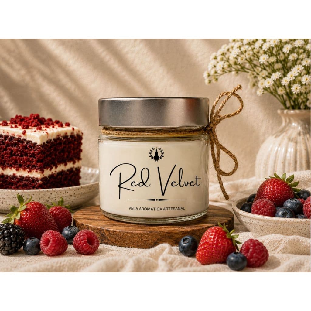 Vela Aromática Red Velvet | Classic | Perfumada | Pavio de Algodão | 160 gramas | Cera de Coco | Vegetal