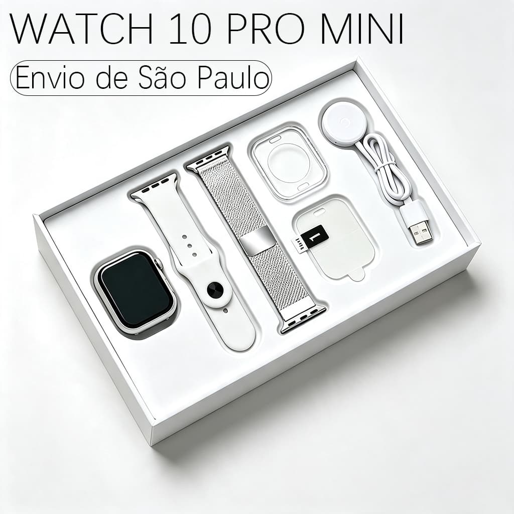 2026 Novo Smartwatch S10 Mini 38mm com Chamada Bluetooth Pressão Arterial Impermeável e Compatível Android/iOS