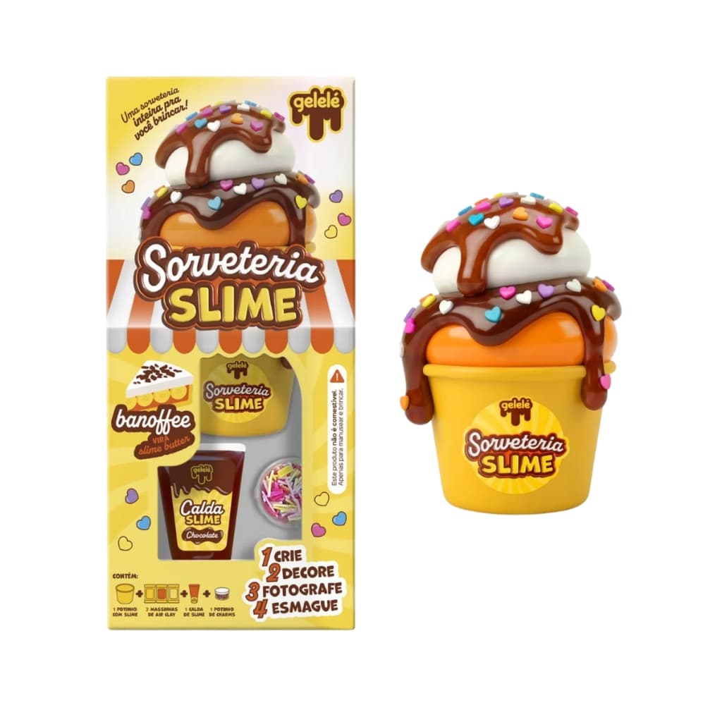 Kit Sorveteria Slime Gelelé com Massinhas Calda e Charms