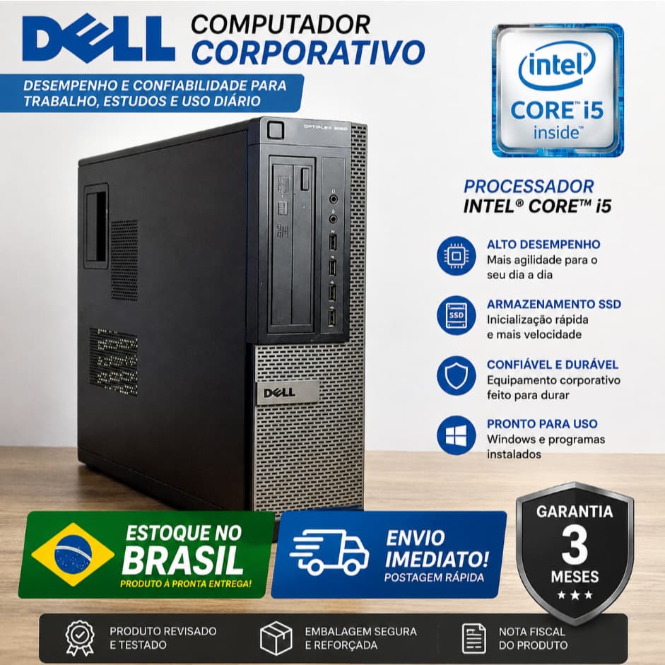 Computador Dell Intel Core i5 8GB 16GB SSD 120GB 240GB Windows com ou sem Monitor