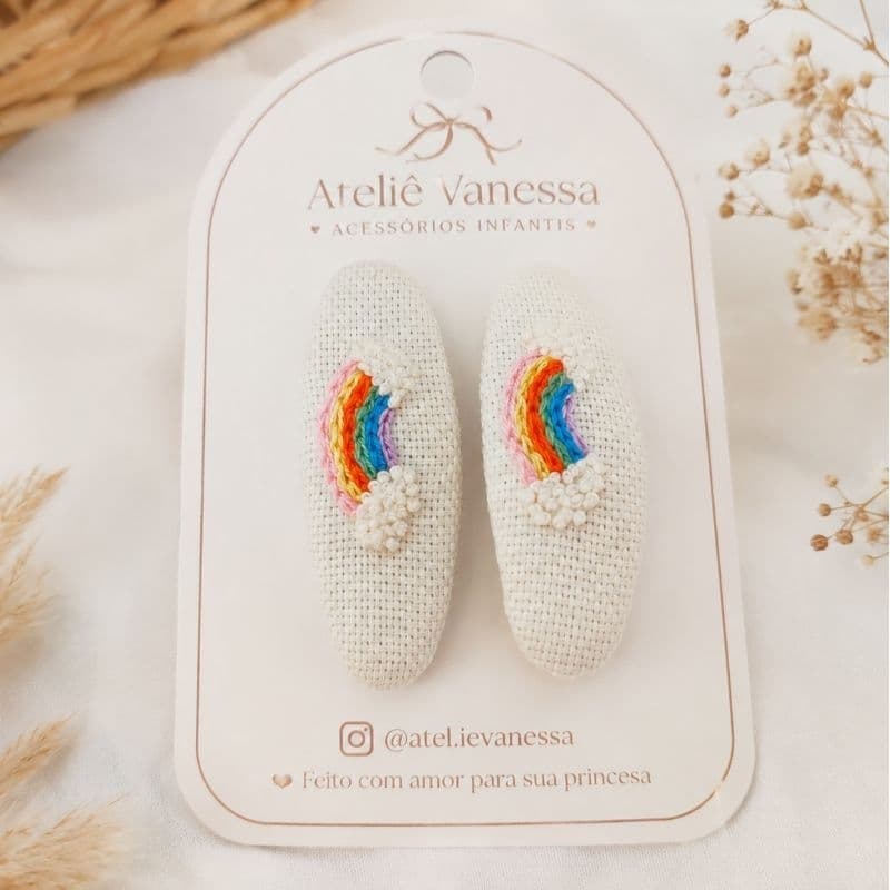 Par de tic tac Bordado Infantil 5cm | para Bebê e Criança