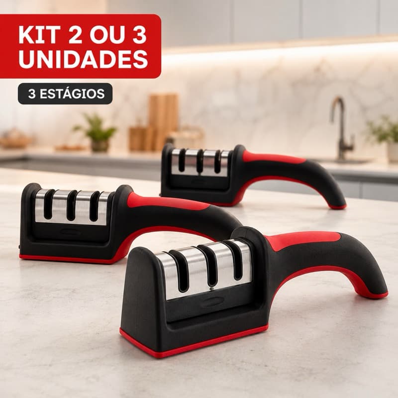 Kit Afiador Amolador de Facas Home Land 3 Estágios Profissional 2 ou 3 Unidades