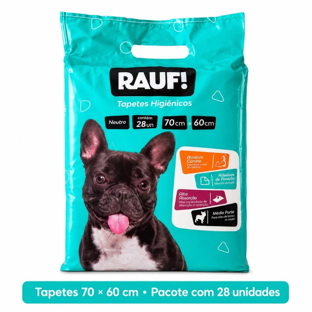 Tapete Higiênico RAUF 70x60cm 28 Unidades Alta Absorção