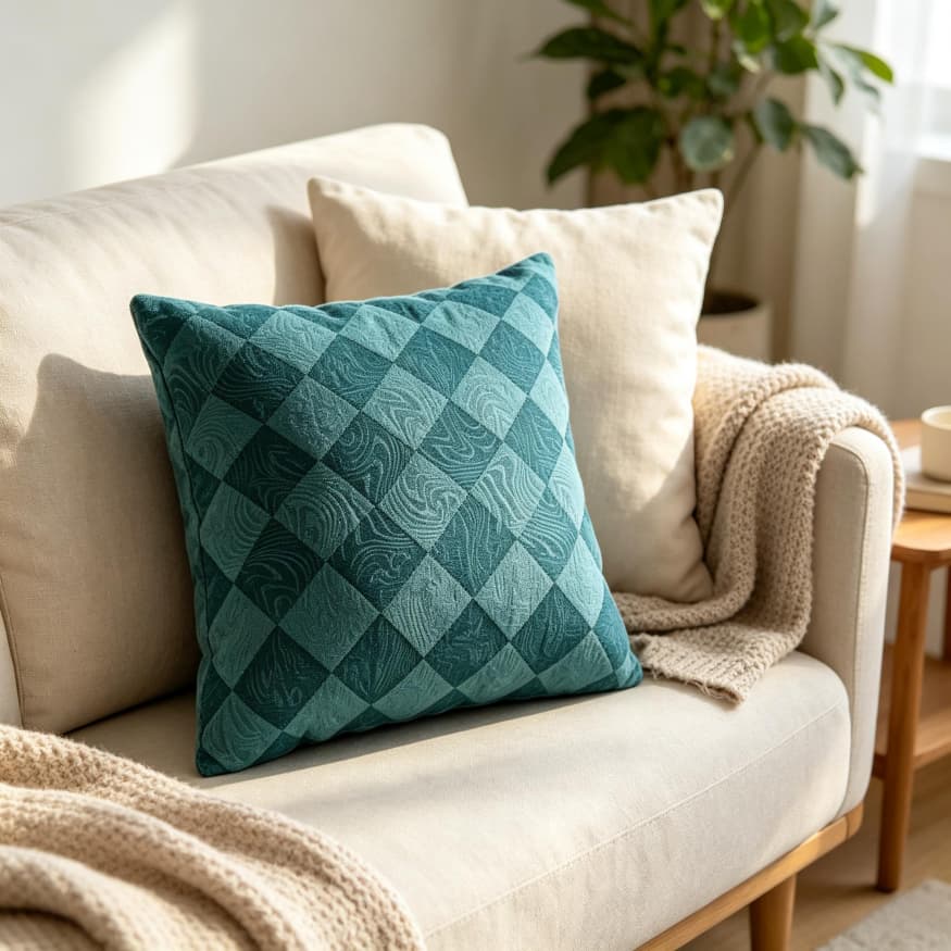 Almofada Quadrada Estampa Xadrez, Tecido Super Macio, Decoração para Sofá e Quarto, Diversas Cores