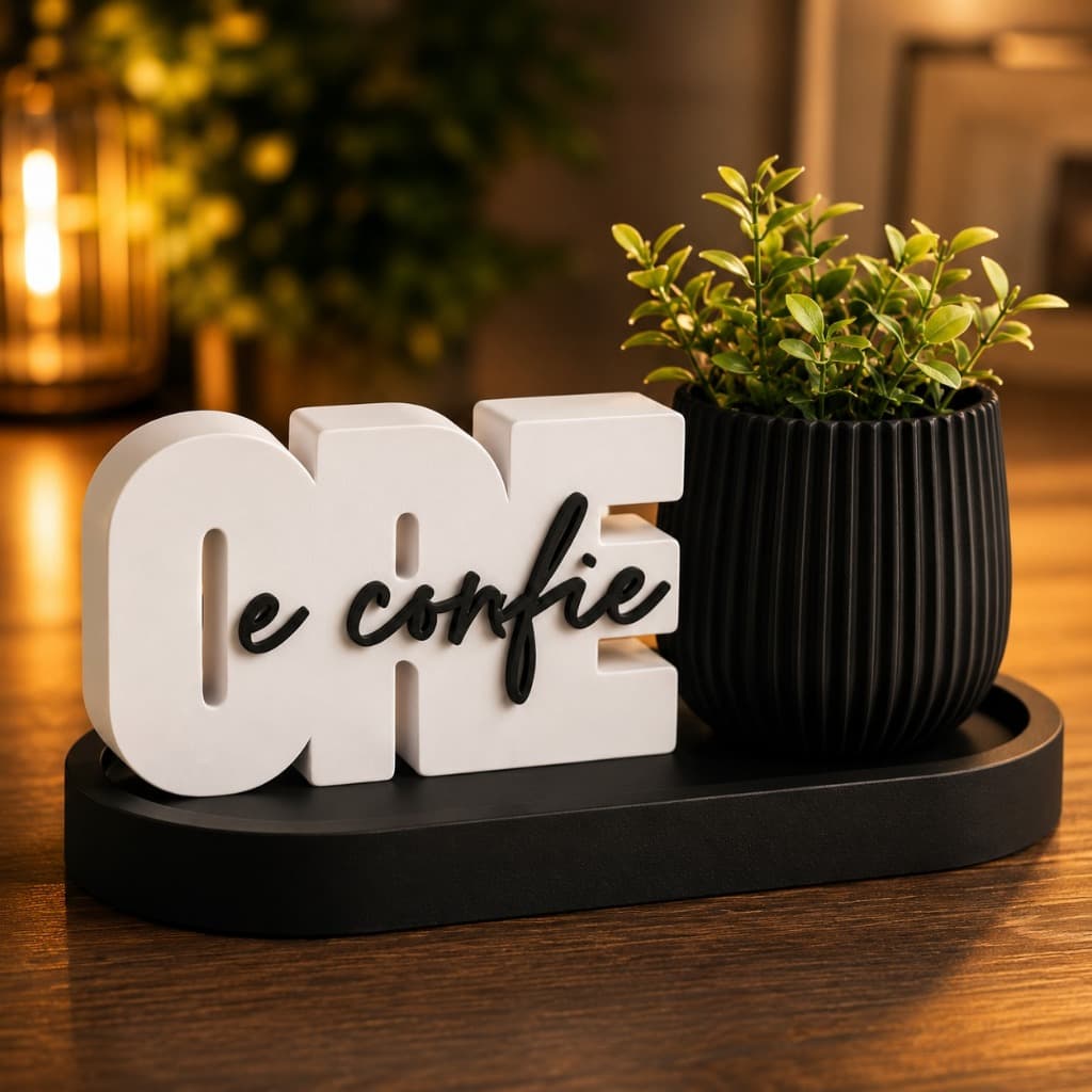 Kit Decorativo Ore e Confie Vaso Bandeja Decoração Religiosa