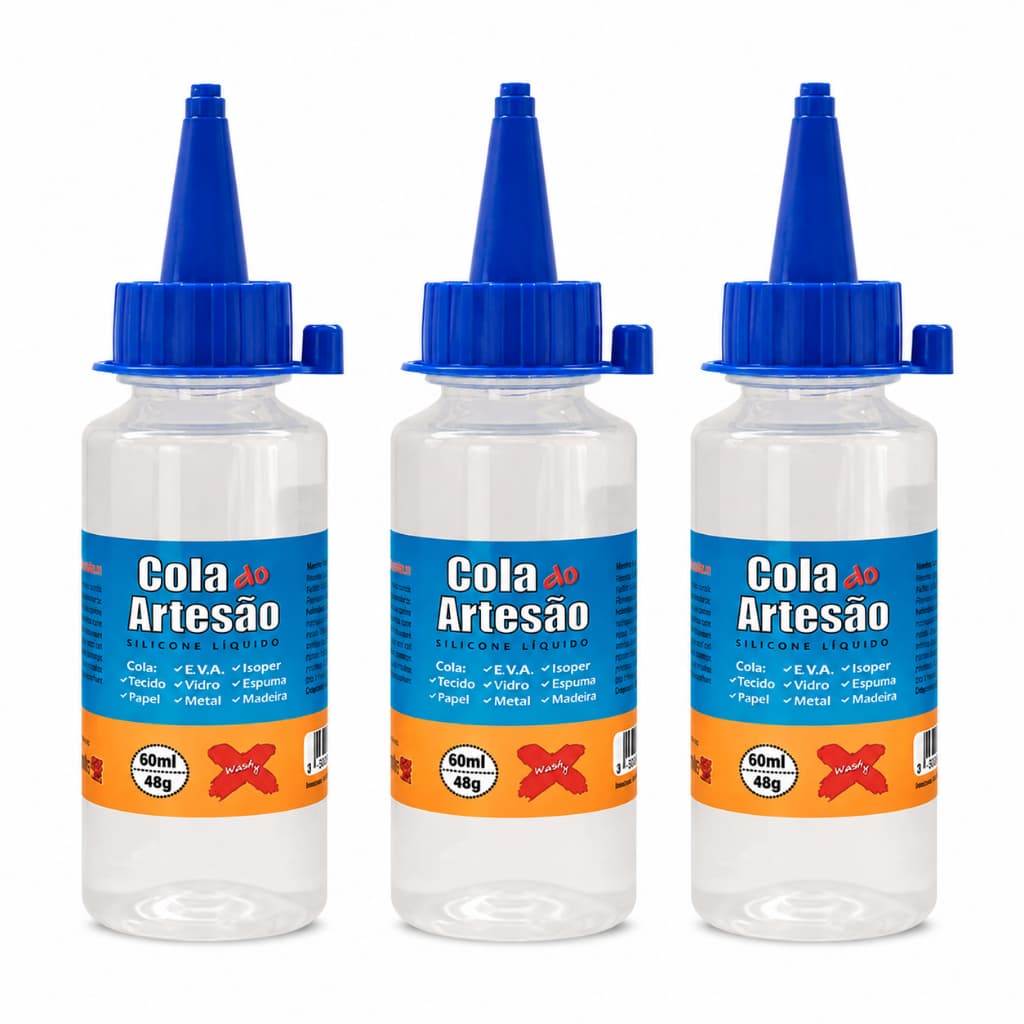 Kit 6 Cola Silicone Artesanato Artesão Eva Isopor Tecido Líquida 60ml