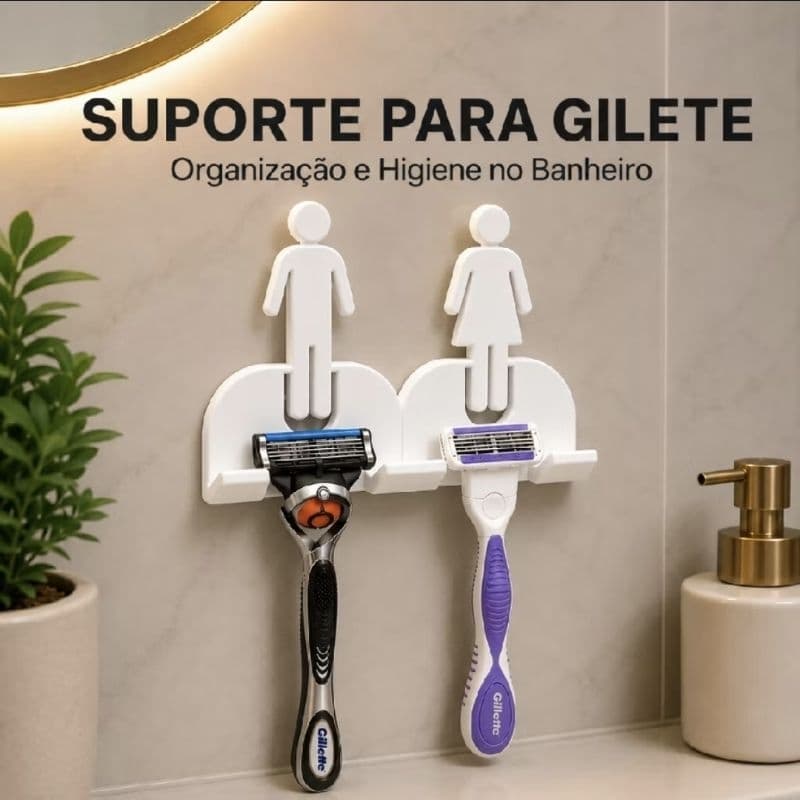 Suporte para Barbeador com fita 3M organizador banheiro
