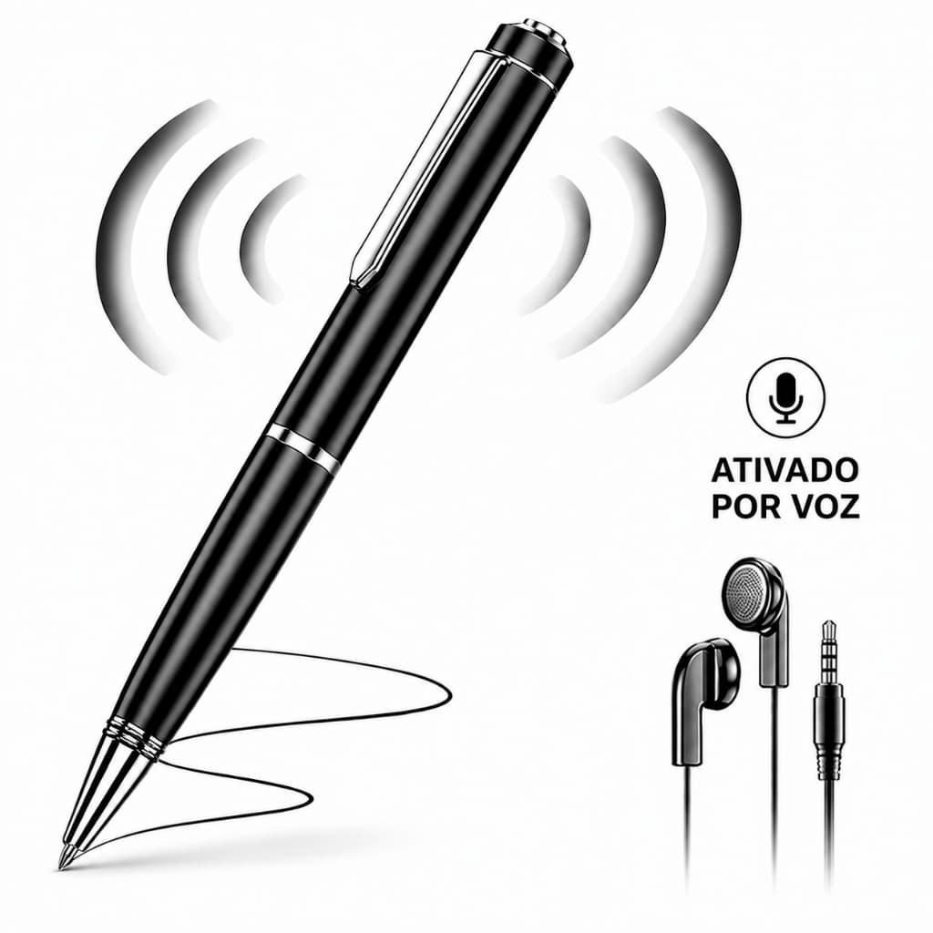 Caneta Gravadora de Voz Espiã 8GB Gravador Digital Profissional Portátil 96 Horas Ativado por Som Reunião Aula