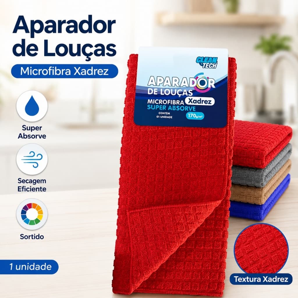 Tapete Escorredor Aparador de Louças Microfibra Xadrez Super Absorvente Secagem Rápida para Pia Cozinha Sortido