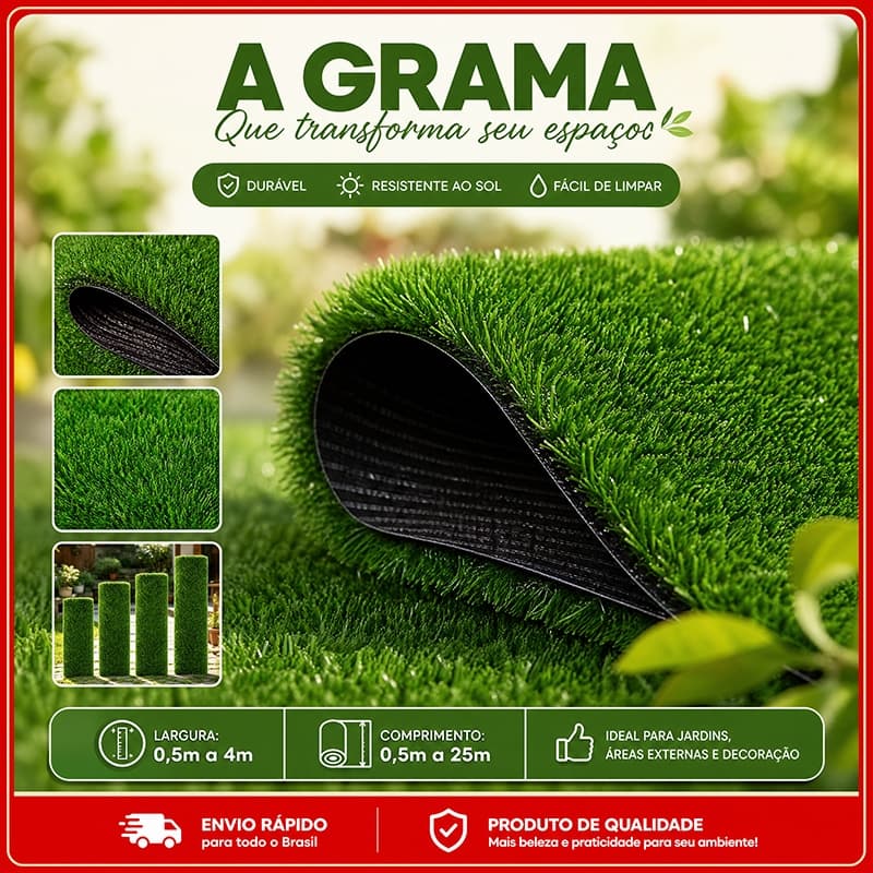 Grama Sintética Artificial 25mm 3x0,5m | Grama Verde Para Jardim, Quintal E Área Externa