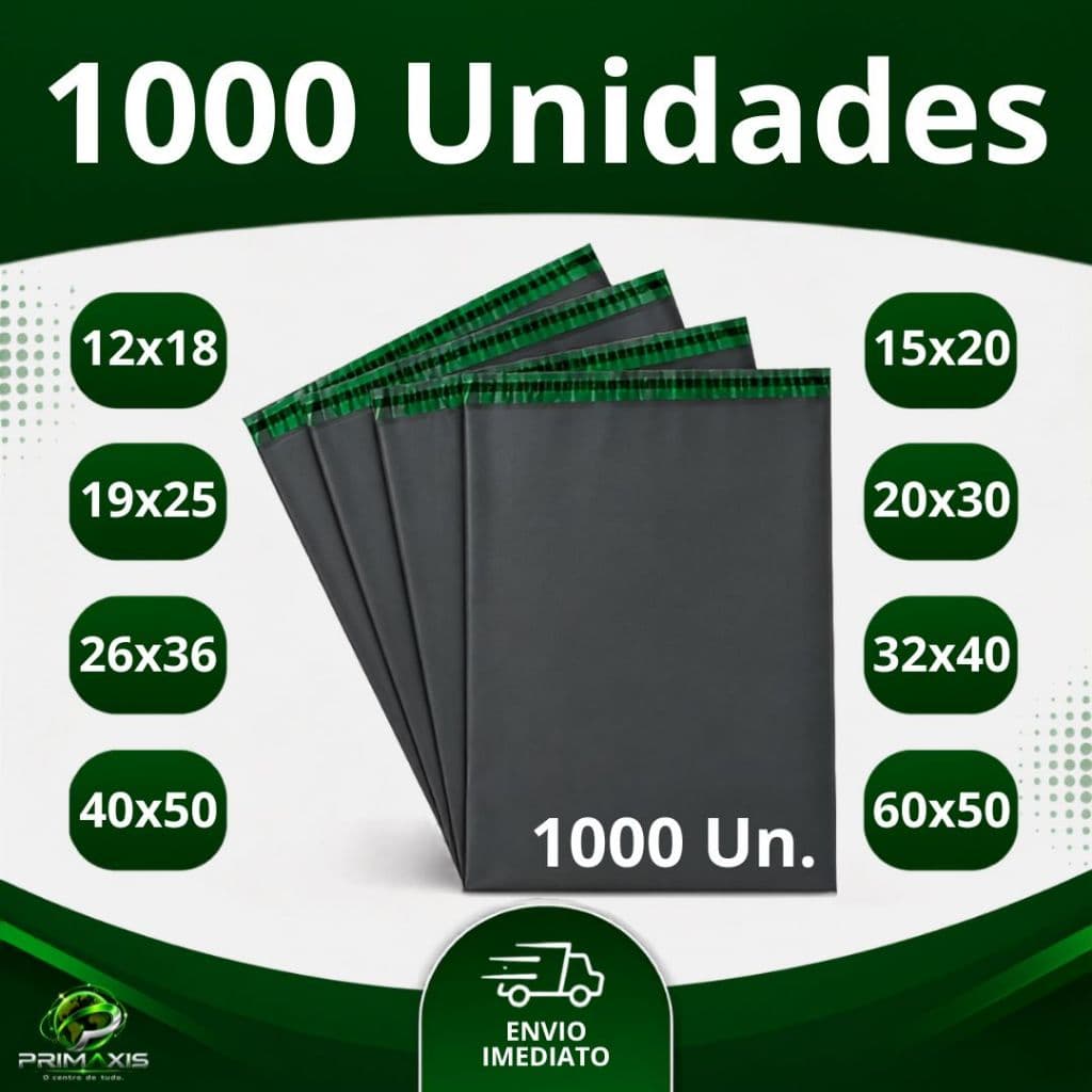 Kit c/ 1000 Envelope Segurança Embalagem De Envio 12x18 15x20 19x25 20x30 26x36 32x40 40x50 60x50