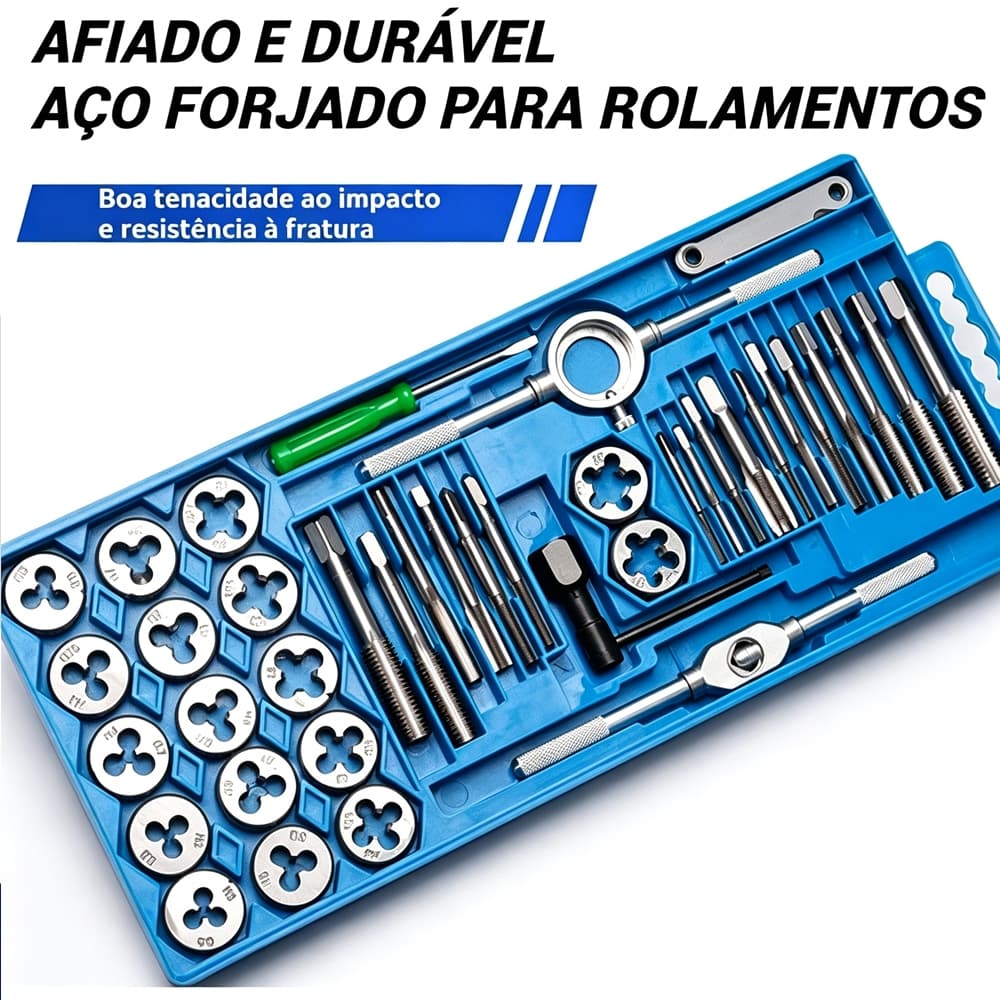 Jogo de Macho e Tarraxa 40PCS M3-M12 Para Fazer Rosca Manual Aço HSS Ferramenta de Oficina