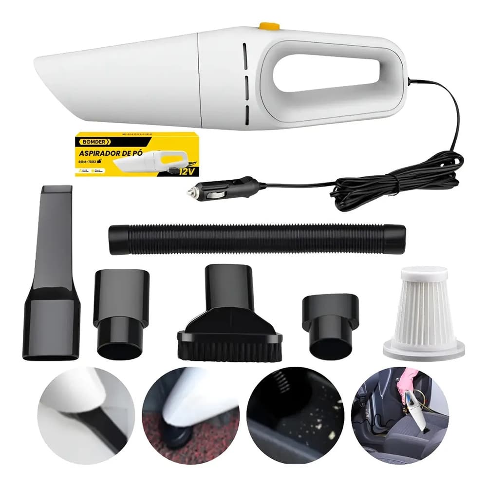 Aspirador De Pó 12V Portátil De Mão 5 Em 1 Automotivo Para Carro 120W Potente