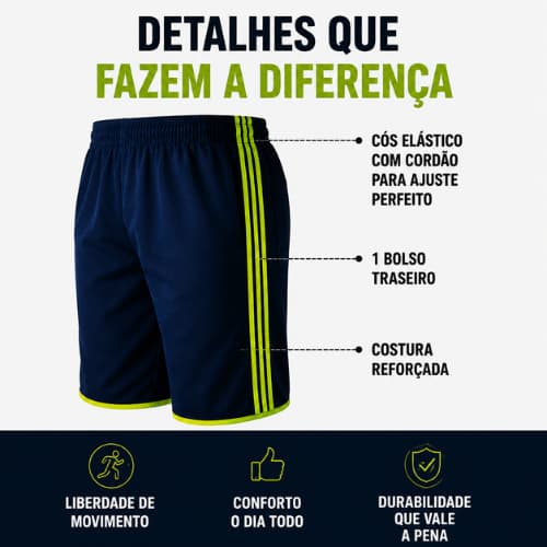 Bermuda Tactel Masculina Esportiva Academia Praia P ao G3