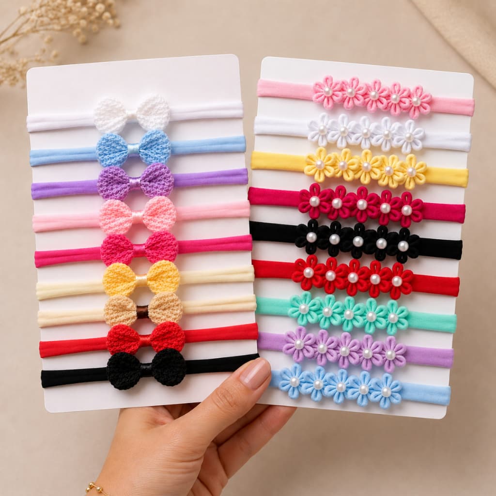 Kit Com 18 Tiaras Faixinhas Laços E Flores Para Bebê Menina - Não Machuca - Confortável