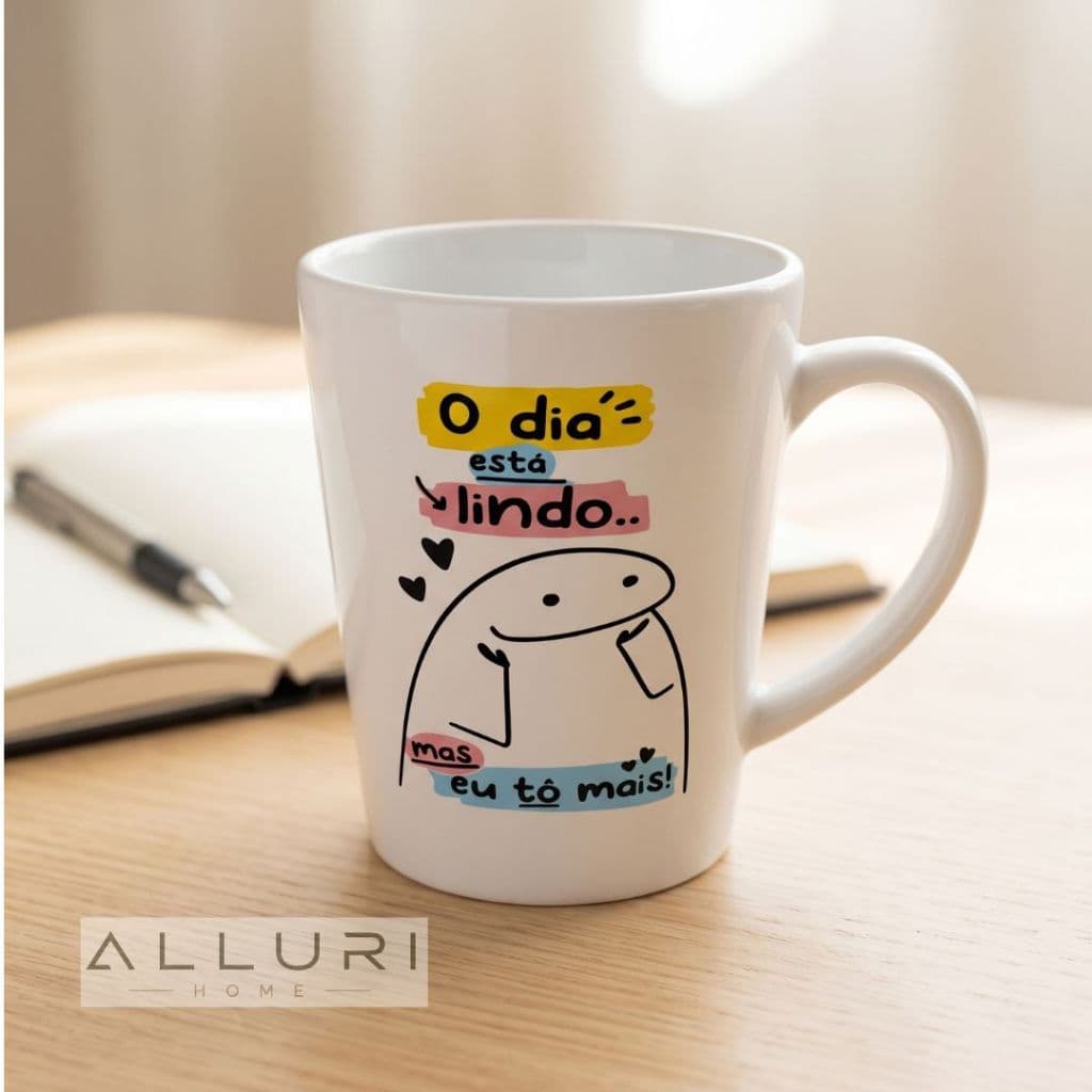 Caneca Flork de Porcelana 250ml com Frases Divertidas Presente Criativo RR