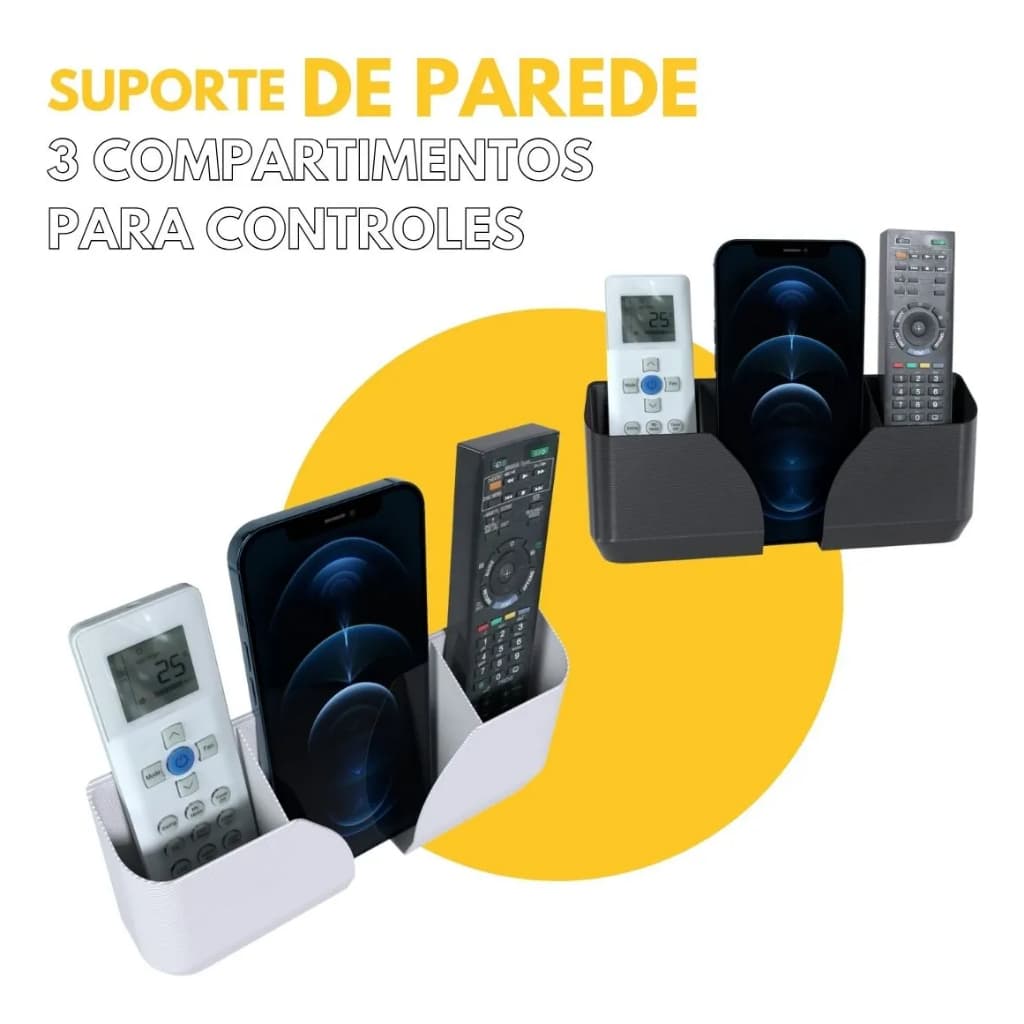 Suporte Parede Triplo Controle Remoto Branco Preto Orgazinador