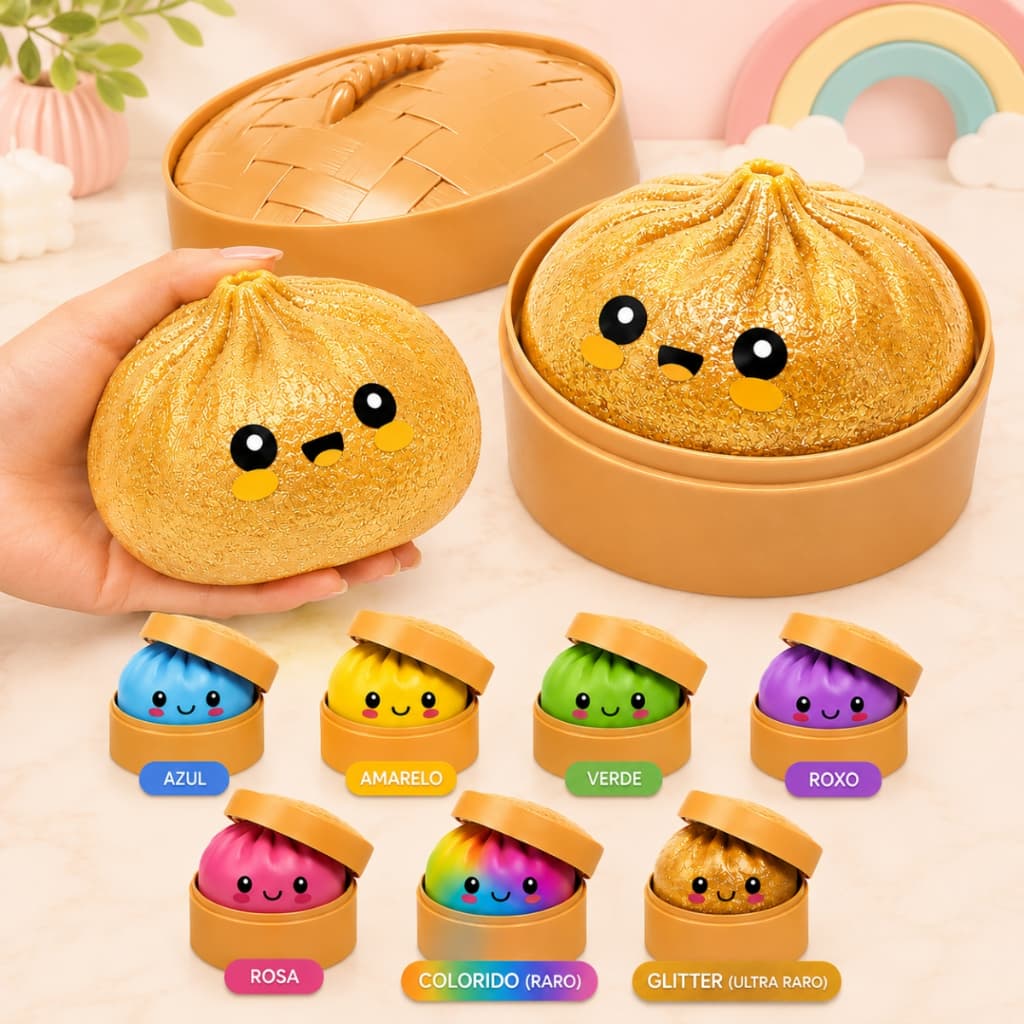 Squishy  Dumpling Viral Tik Tok Bolinho Baozi Surpresa Cor Surpresa