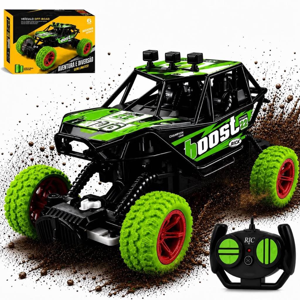 Carrinho Controle Remoto Pilha 4x4 Jeep Off Road Anda Na Terra Monster Truck envio rapido