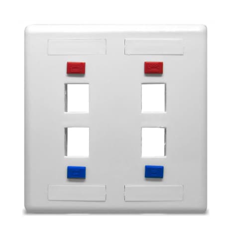 Kit com 5 Espelho Plastico 4 x 4 para 4 Saidas RJ45 Branco