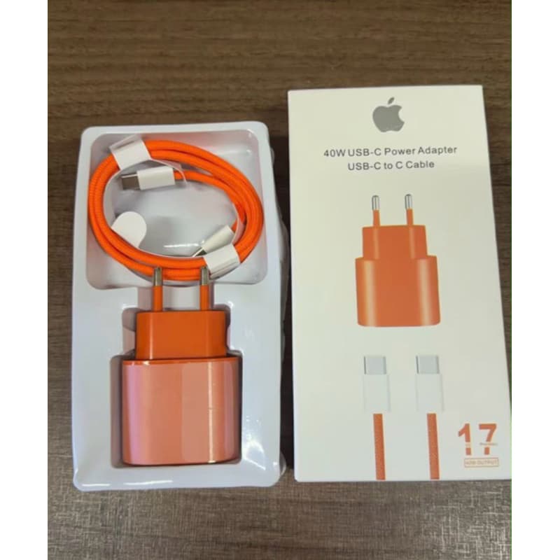 Carregador iPhone Turbo 40W Tipo-C + Cabo Reforçado Compatível iPhone Android carregamento rápido