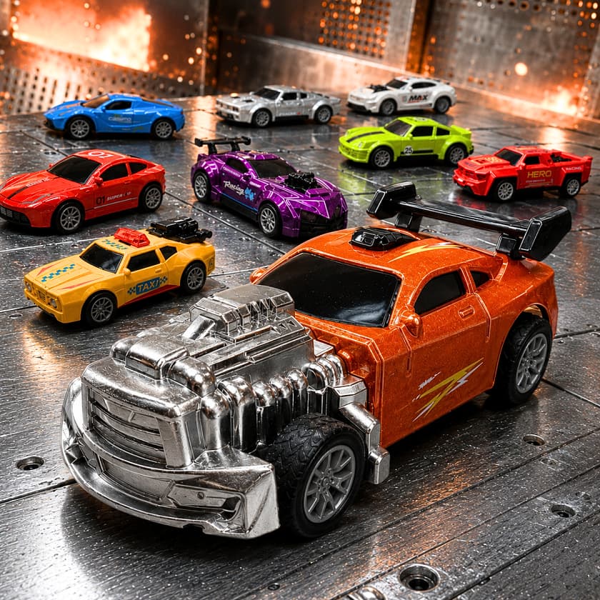 Kit Carrinhos de Ferro Miniatura 5 Peças Roda Fricção Brinquedo Infantil Coleção Estilo Hot Wheels
