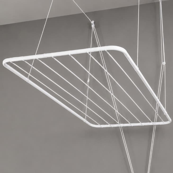 Varal de Teto Aço 100cm Retrátil Dobrável Compacto Lavanderia Apartamento