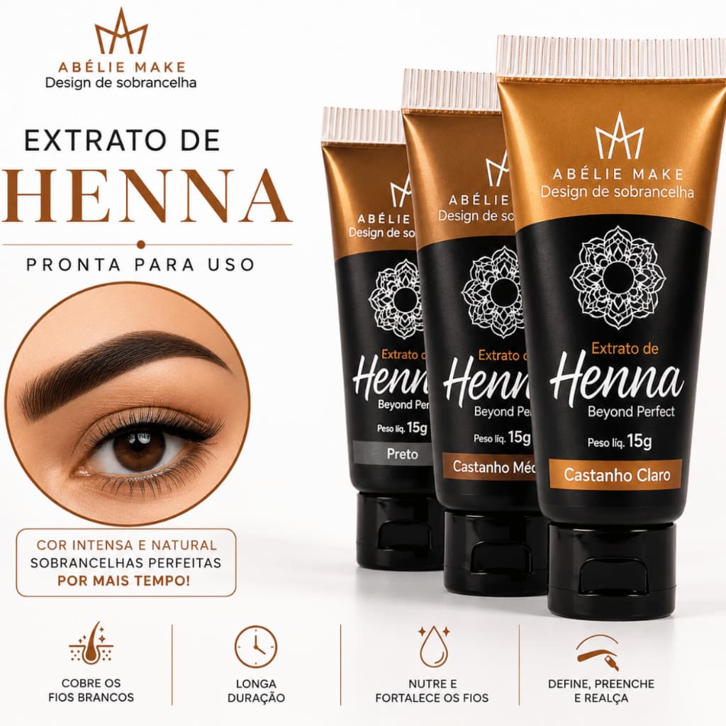 Henna Para Sobrancelha Castanho Escuro Claro Médio Preto 15g Designer Profissional Pele Escura Pigmentação Intensa