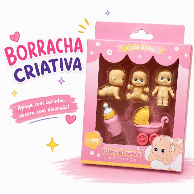 Borracha Criativa Infantil Bebê Cute Baby Kit Papelaria Escolar Divertida