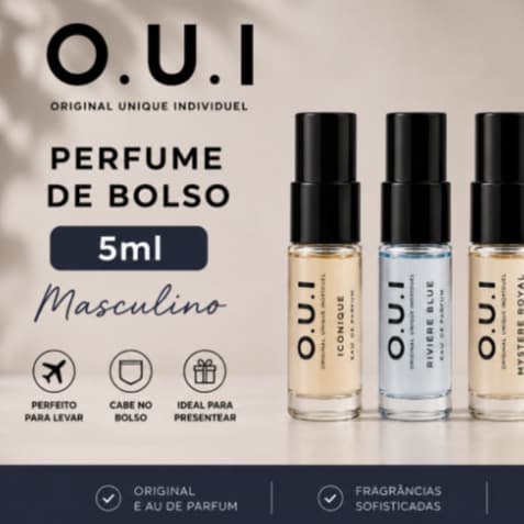 O.U.I Perfume Masculino 5ml EDP Original - Iconique | Riviere Blue | Mystere Royal | Le Flaneur | L'Experience