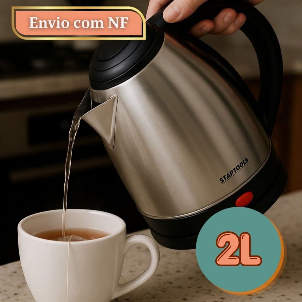 Chaleira Jarra Eletrica 1,8L Aquecedor Inox Ferver Agua Rapido Sopa Cha Cafe 127V 220V