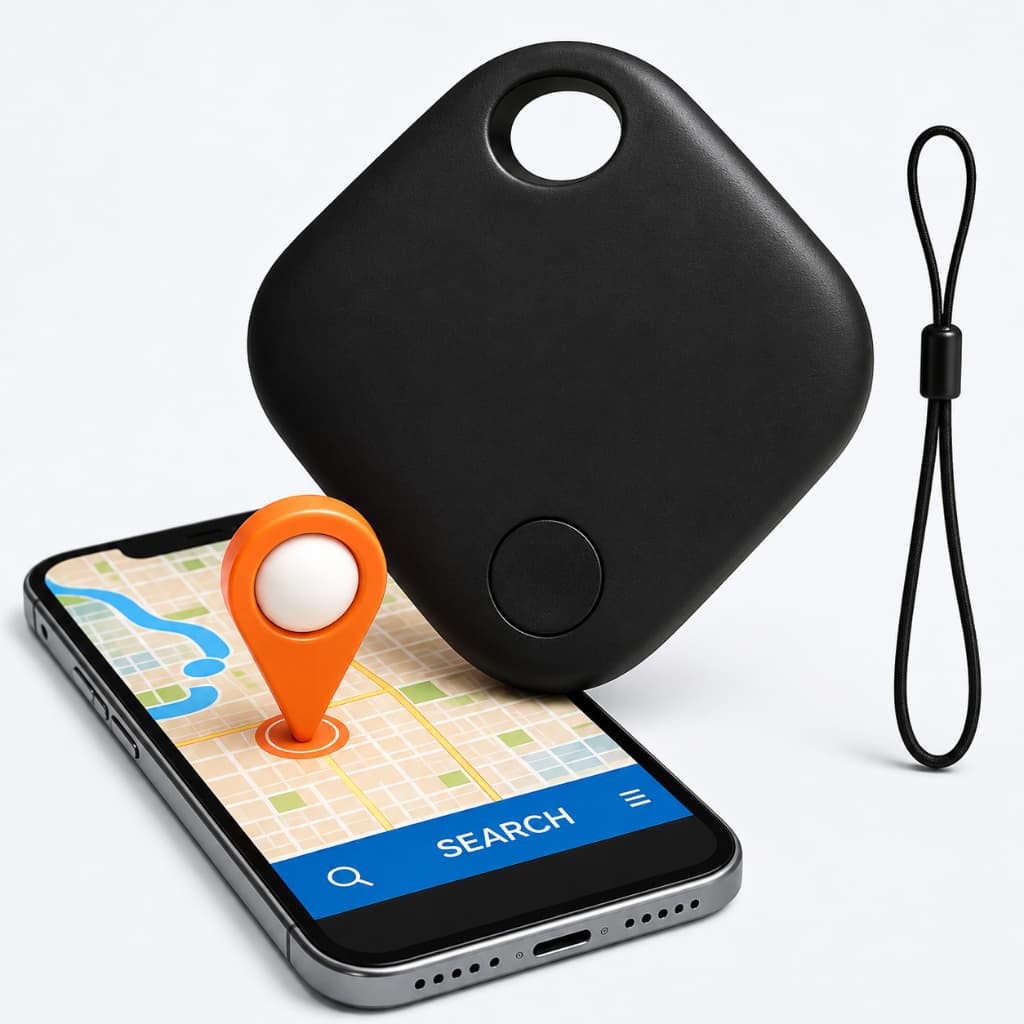 Mini Localizador Rastreador Smart Tag Gps Com Cordão Chaveiro Cor Preto Compatível Com Android