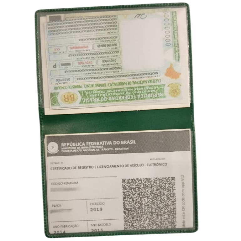 2 Porta-Documentos de Carro com Bolsa Internas Transparentes de PVC Com Tabela de Licenciamento