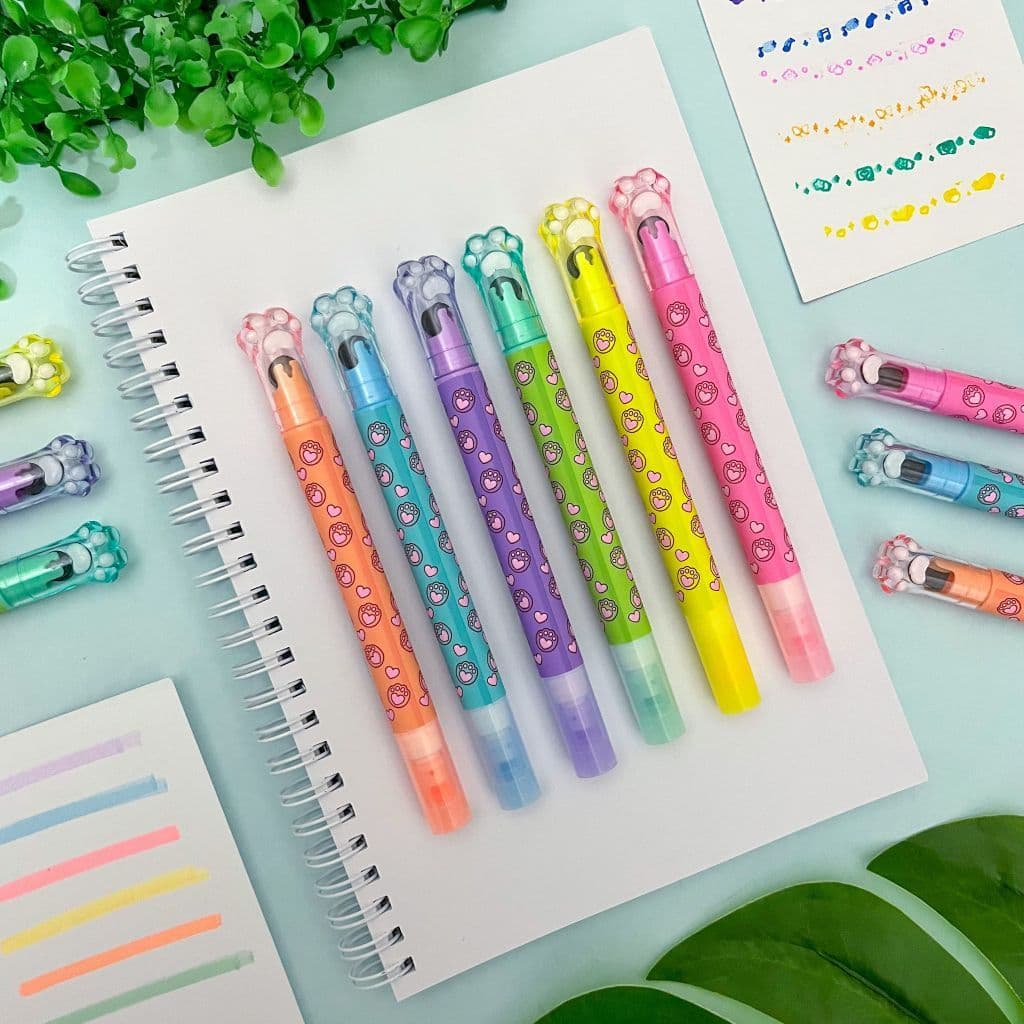 Marca-texto Glitter Gatinho 2 Pontas Roller com Cheirinho