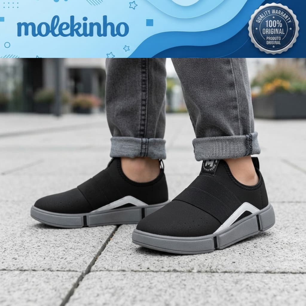 Tênis Molekinho Meninos Infantil Calce Fácil Elástico Urbano Casual Esportivo Original 2838.206
