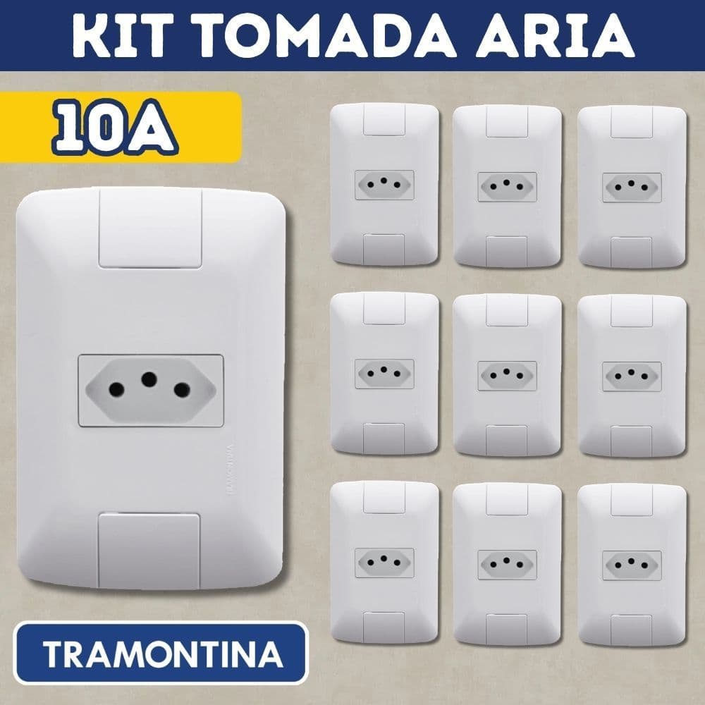 Kit Tomada 10 Amperes Linha Aria Tramontina 2P+T Tomada 10A Tramontina
