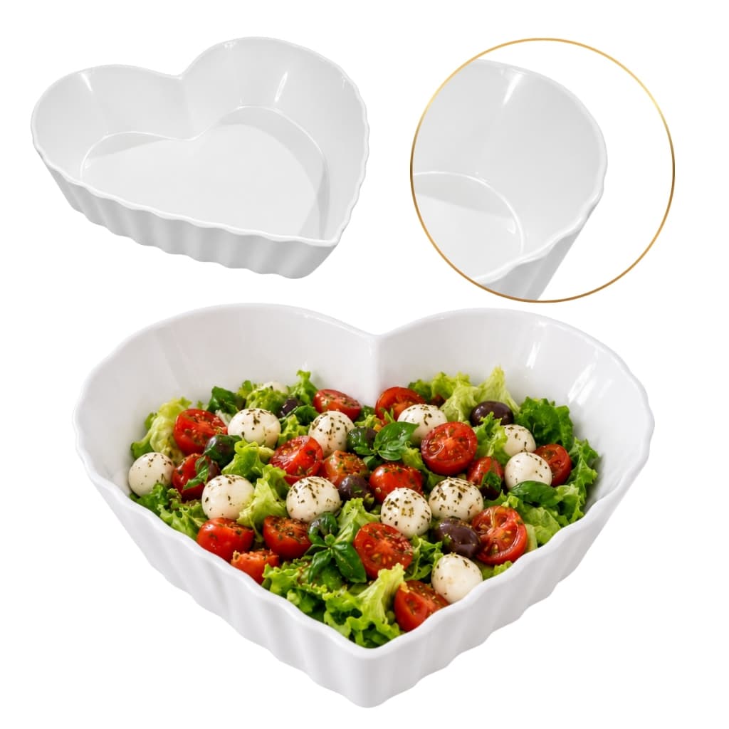 Recipiente Coração de Melamina 1200ml para Saladas, Petiscos e Sobremesas Travessa Luxuosa
