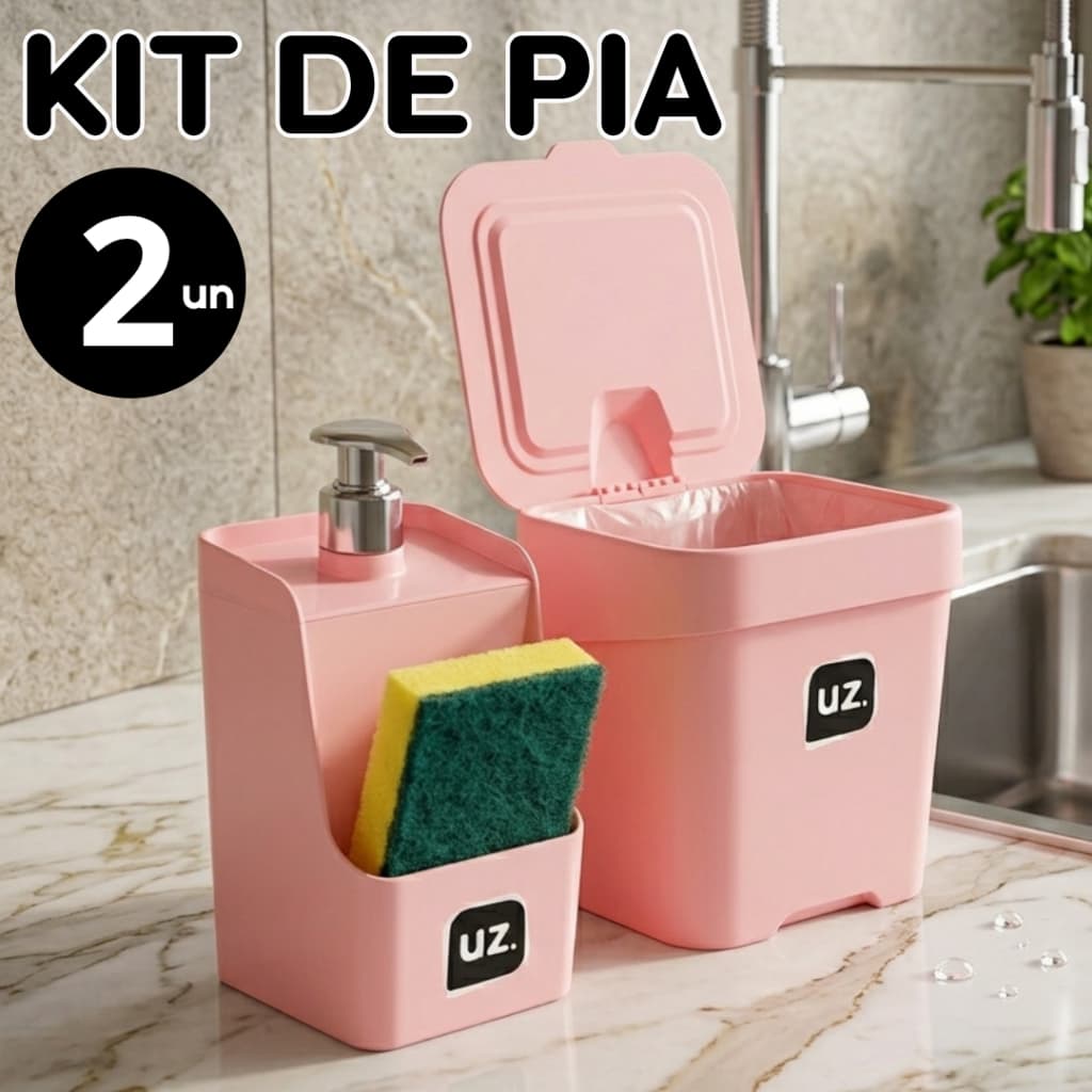 Kit Porta Detergente Cozinha e Lixeira Kit Cozinha 2 peças