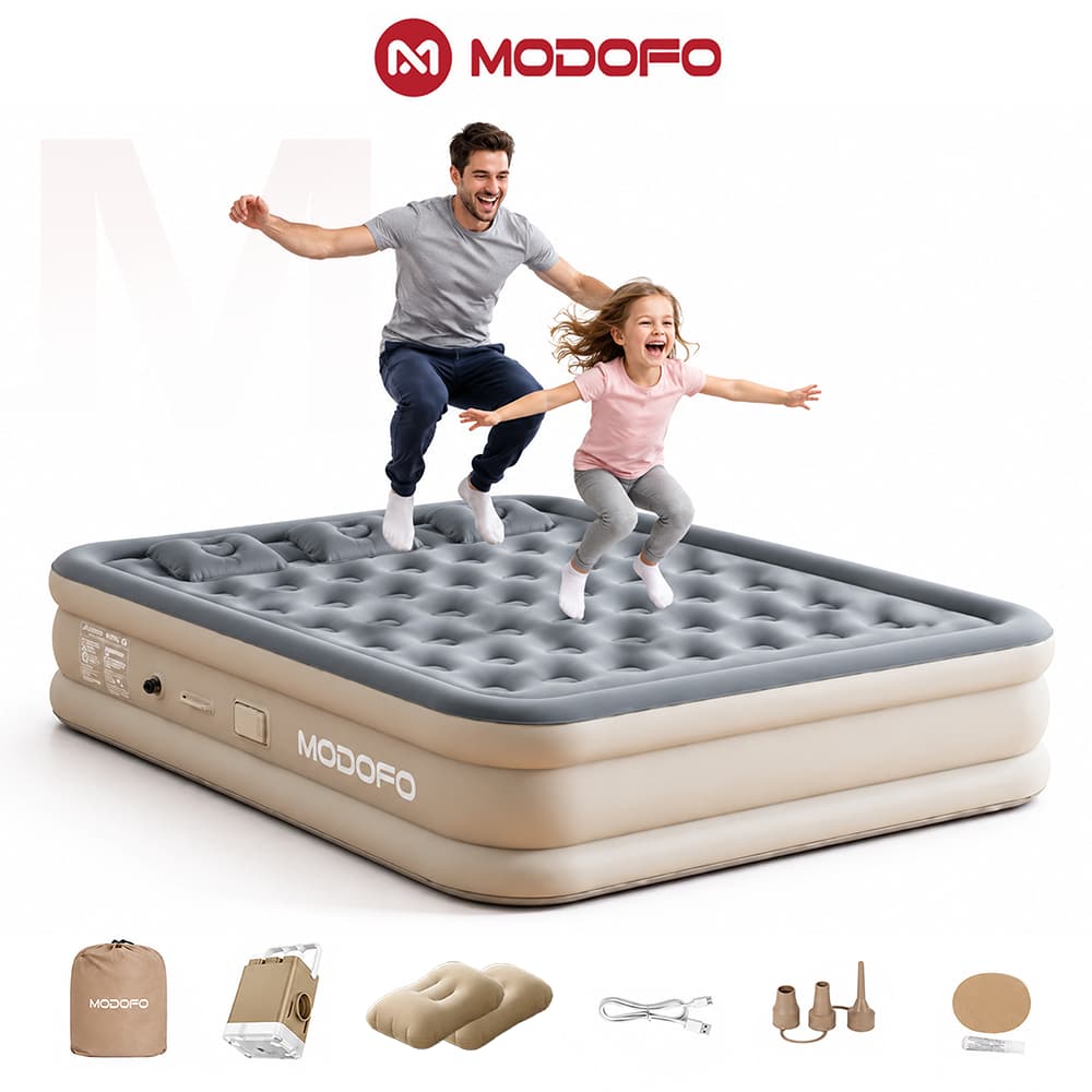 MODOFO Colchão Inflável King 200*180*40cm Suporta até 500 kg Com Bomba Elétrica Recarregável