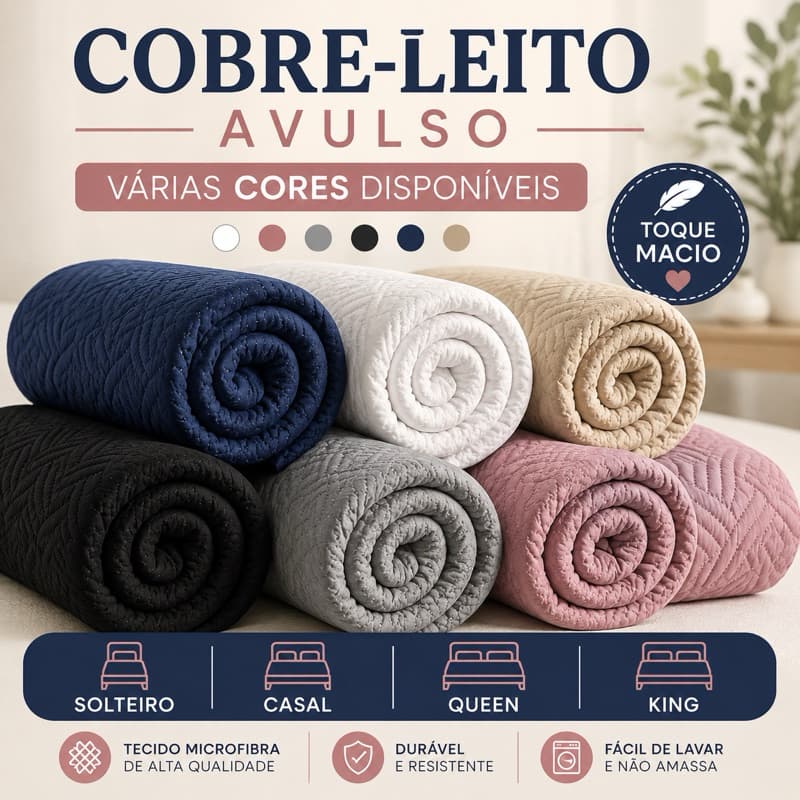 Cobre-Leito Avulso Casal Queen King Solteiro 170 Fios Microfibra Toque Macio