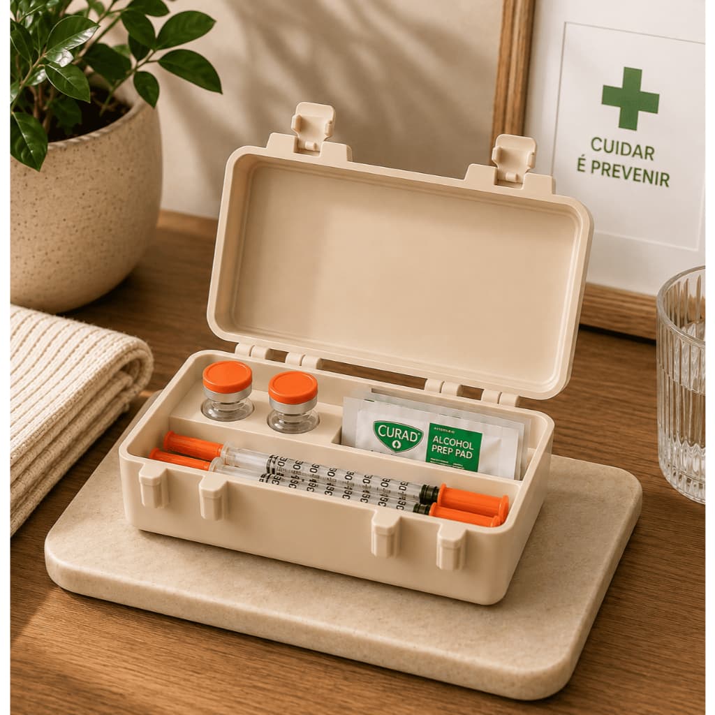 Estojo Organizador para Medicamentos Injetáveis | Case com Trava | Seringas, Frascos e Swabs | Compacto e Resistente