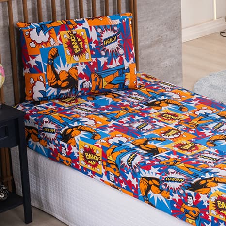 Jogo de Lençol Infantil Solteiro em Malha 100% Algodão com Elástico e Fronha com Zíper Macio Confortável Várias Estampas