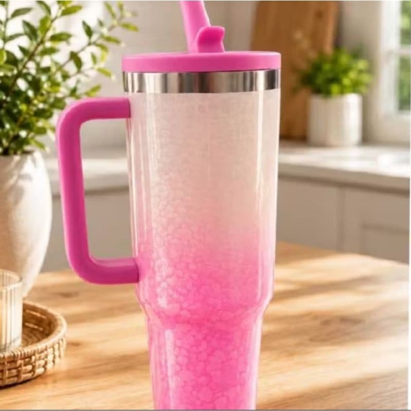 Copo Garrafa Térmico Colorido Marmorizado com Canudo 1200 ML/1.2L 40oz  com Canudo Telescópico