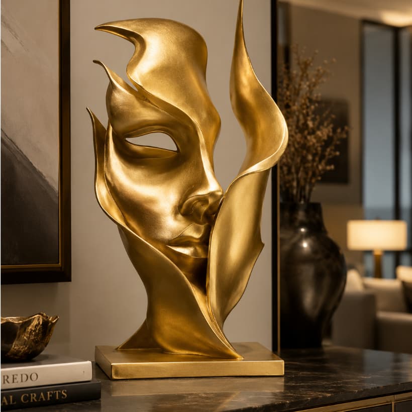 Escultura Decorativa Abstrata Moderna Premium Rosto Casa Luxo Sala Quarto Escritório 15cm Elegante Decorativa