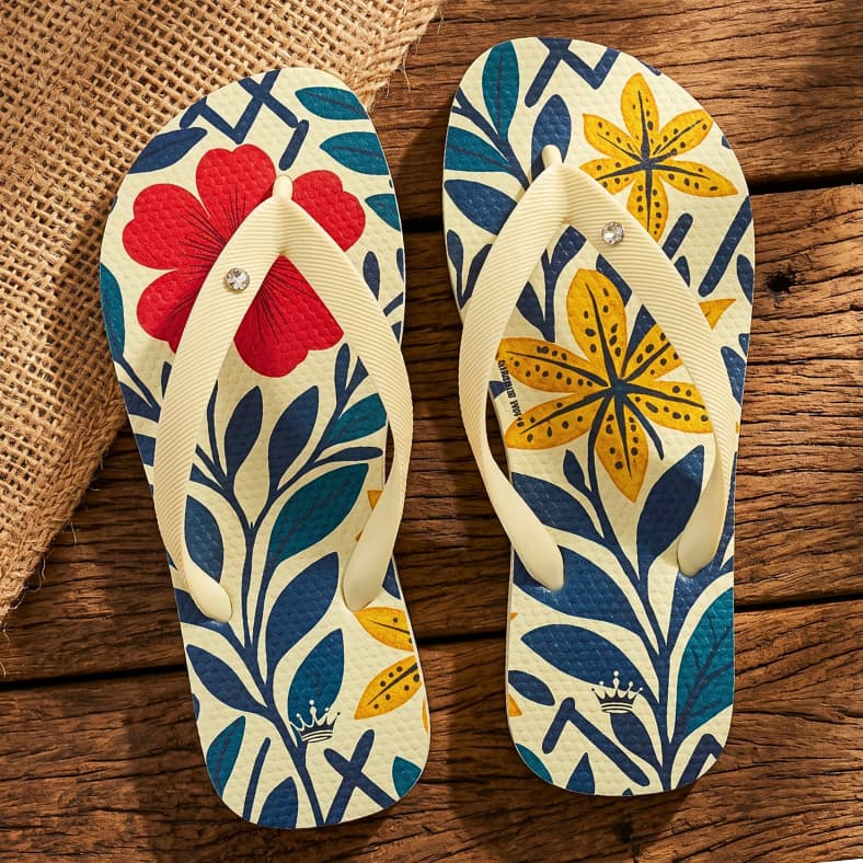 Chinelo Feminino 33 ao 40 Estampados Florido Confortável Macio Linha Moderna Lançamento