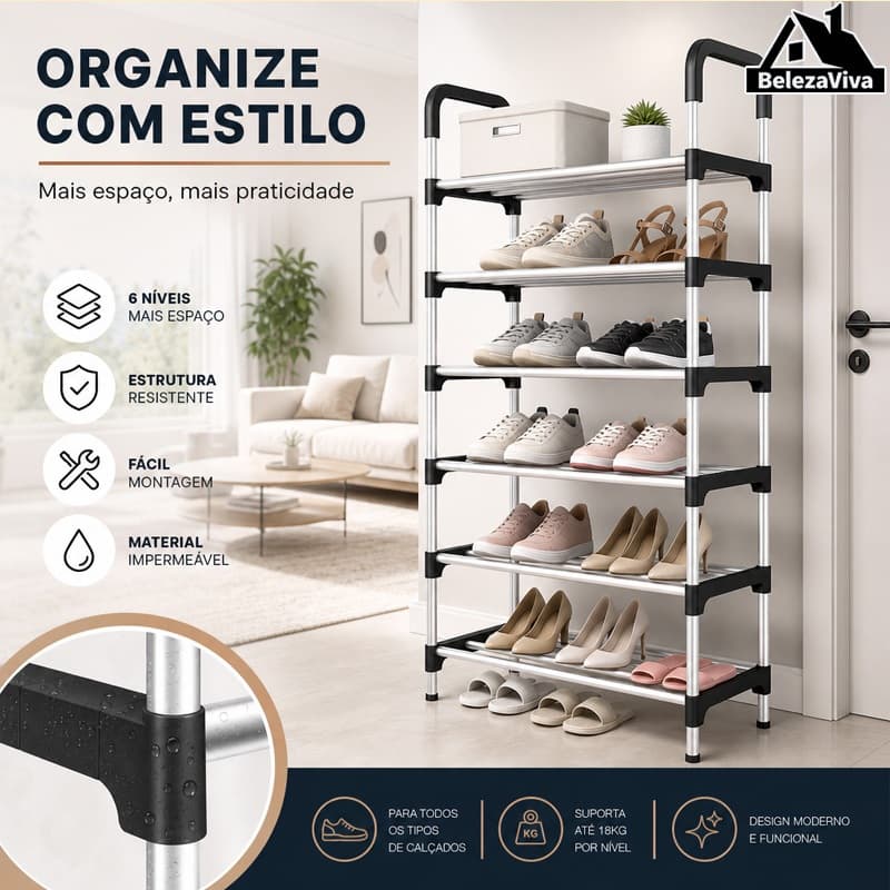 6 Andares Premium Sapateira De Porta Organizadora Para Sapatos Organizador Quarto Sapateira