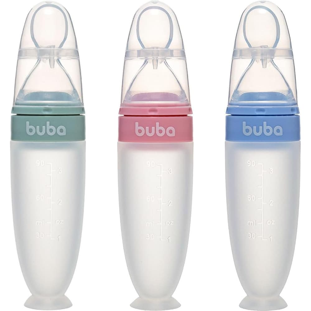 Colher Dosadora Em Silicone Com Ventosa Alimentação Infantil Bebe Buba